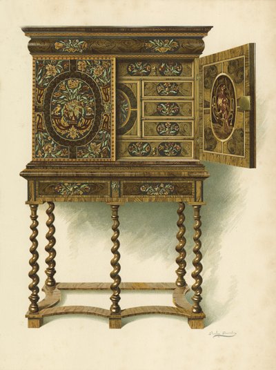 Walnut Cabinet Inlaid with Marqueterie, the Property of The Hon Charlotte Maria Lady North and R Eden Dickson by Shirley Charles Llewellyn Slocombe