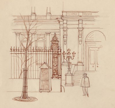 Gendarme Outside Classical Building, Paris by Shirley Markham