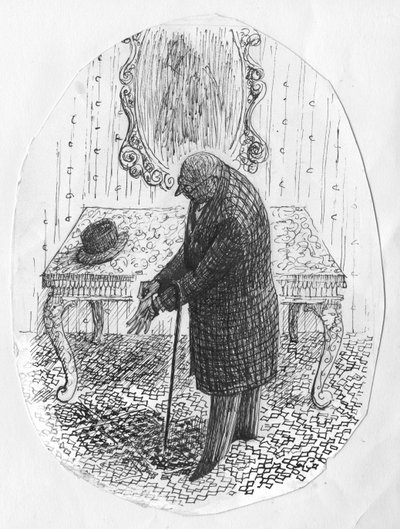 Man Taking Off Gloves by Shirley Markham