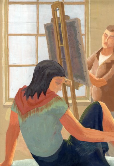 Model and Student in Drawing Class by Shirley Markham