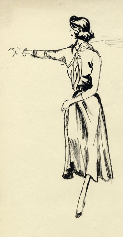 Woman in Full Skirt with Outstretched Arm by Shirley Markham