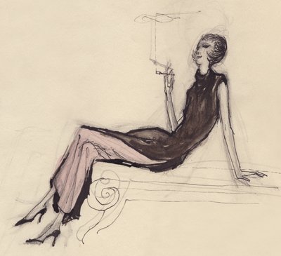 Woman smoking by Shirley Markham