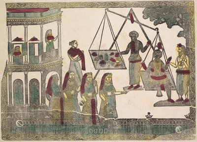 Krishna Weighted against Precious Objects (verso) by Shri Gobinda Chandra Roy
