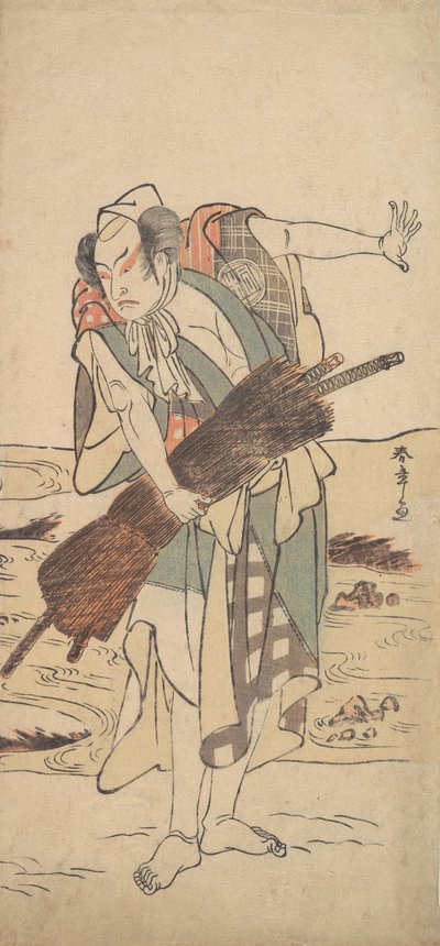Arashi Sangoro as a Ronin Samurai Standing on the Bank, ca. 1777 by Shunsho