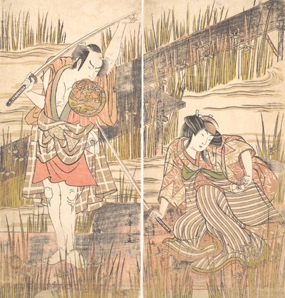 The Actor Onoye Matsusuke with Sword Held Above His Head with Both Hands by Shunsho