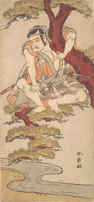 The Actor Otani Hiroemon III Watching from the Branches of a Pine Tree by Shunsho