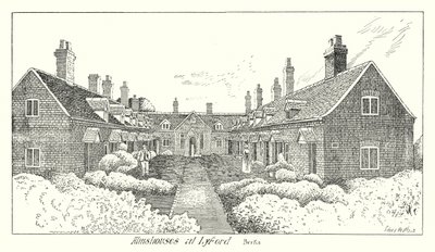 Almshouses at Lyford, Berks by Sidney Heath