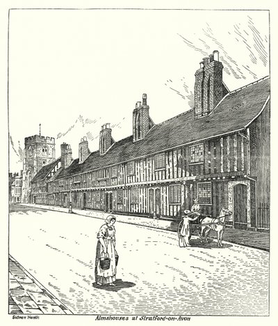 Almshouses at Stratford-on-Avon by Sidney Heath