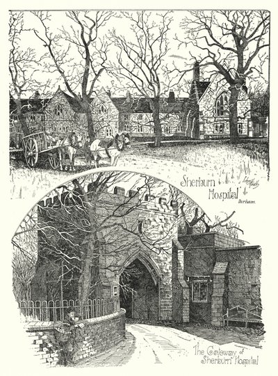 Sherburn Hospital, Durham (engraving) by Sidney Heath