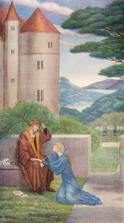 The Golden Legend: The Prince and Elsie in the garden by Sidney Meteyard