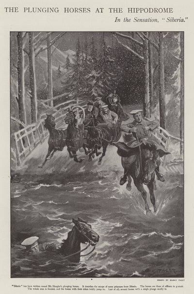 Plunging horses in Siberia, a performance at the London Hippodrome by Sidney Paget