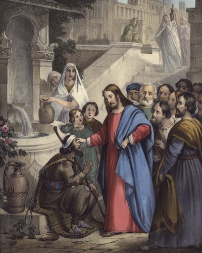 Jesus gives sight to one born blind by Siegfried Detler Bendixen