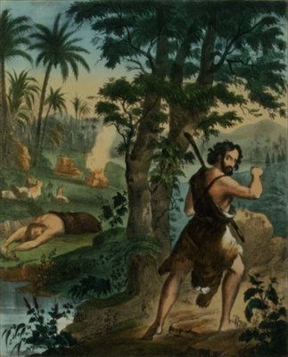 The Murder of Abel, from a bible printed by Edward Gover by Siegfried Detler Bendixen