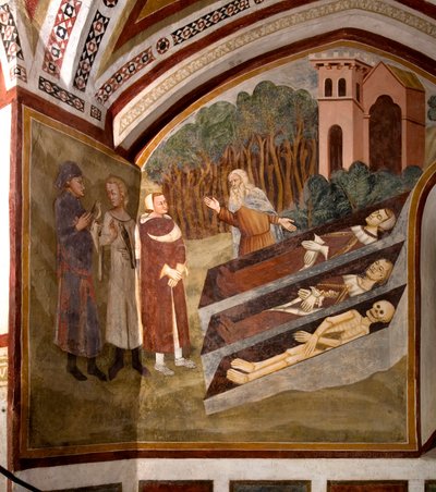 The Meeting of the Three Vives and the Three Dead (detail) by Sienese School