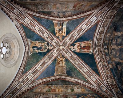 View of the Frescoes Decorating One of the Vaults of the Upper Church Representing the Four Doctors of the Roman Church: Ambrose of Milan by Sienese School