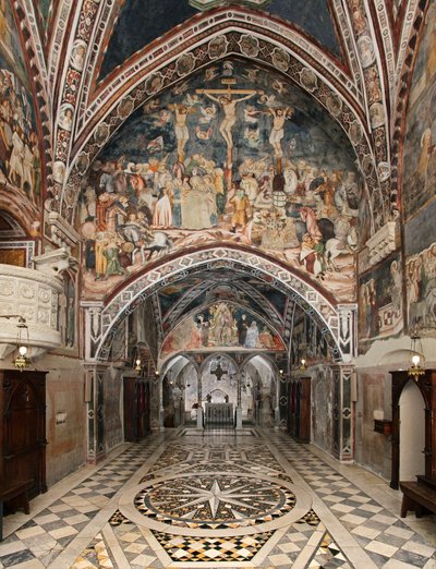 View of the Upper Chapel Covered with Frescoes from the School of Siena, Monastery of St. Benedetto, Subiaco, Rome, Italy by Sienese School