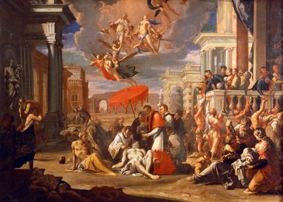 St. Charles Borromero administering Holy Communion to plague victims in 1576, by Sigismund Caula by Sigismondo Caula