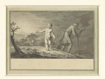 The New and the Old Year: A Boy and an Old Man in a Landscape by Sigmund Ferdinand Ritter von Perger