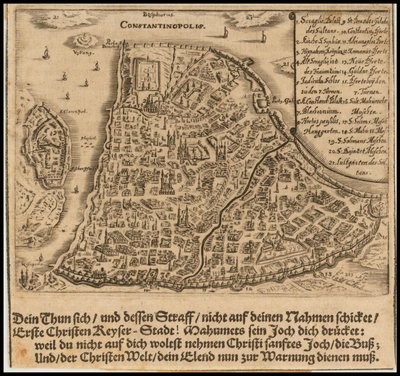 1668 Map of Constantinople by Sigmund von Birken