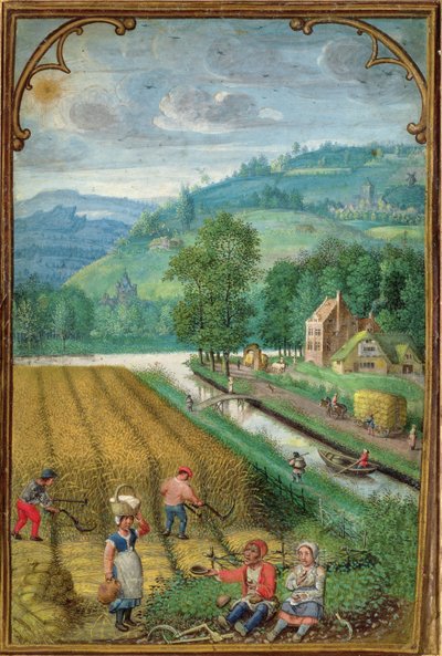 September: Harvesting, Ploughing and Sowing, from a Book of Hours by Simon Bening