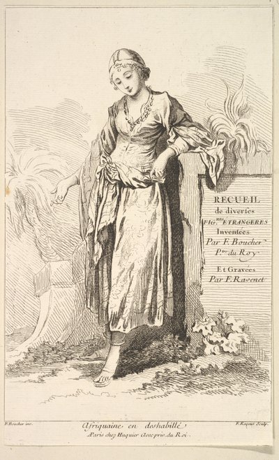 African Woman in Undress, from Recueil de diverses figures étrangères, 18th century by Simon Francois Ravenet