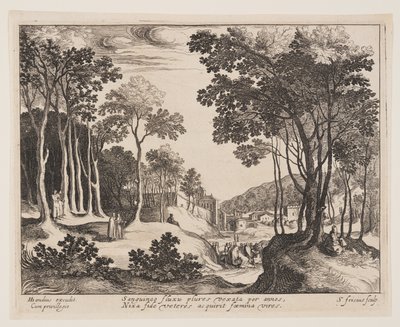 Christ Healing the Bleeding Woman, from Landscapes with Scenes from the Life of Christ by Simon Frisius