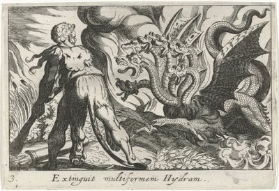 Hercules Fighting the Hydra of Lerna (Herculean Themes) by Simon Frisius