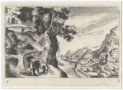 Landscape with Judah and Tamar by Simon Frisius
