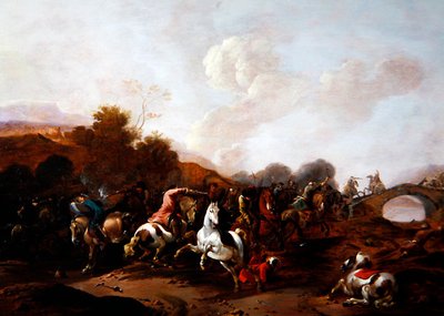 A Skirmish between Turks and Christians by Simon Johannes van Douw