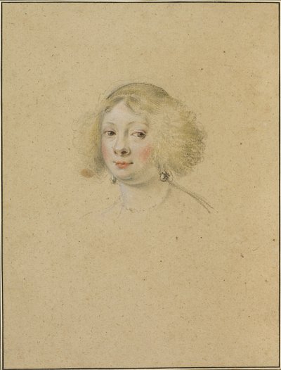 Portrait of a Young Woman with Pearl Earrings by Simon Vouet