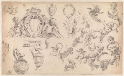 Study for a Decoration with Putti and Ornaments by Simon Vouet
