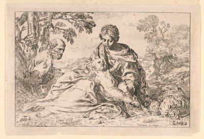 Rest on the Flight into Egypt by Simone Cantarini