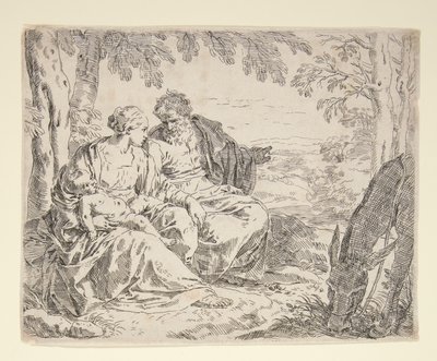 Rest on the Flight into Egypt by Simone Cantarini