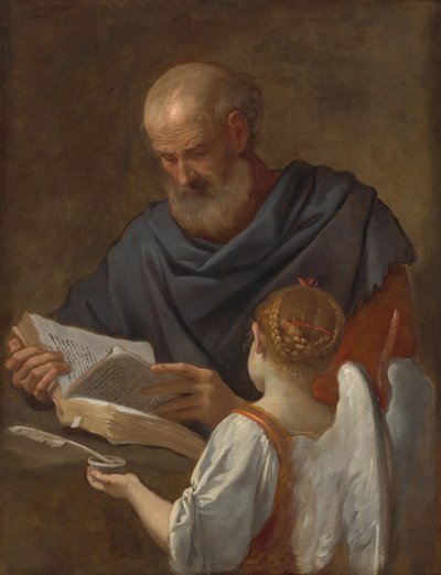 Saint Matthew and the Angel by Simone Cantarini
