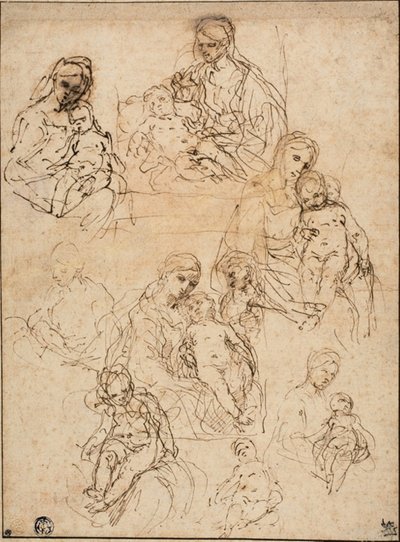 Sketches of the Virgin and Child, and the Holy Family by Simone Cantarini