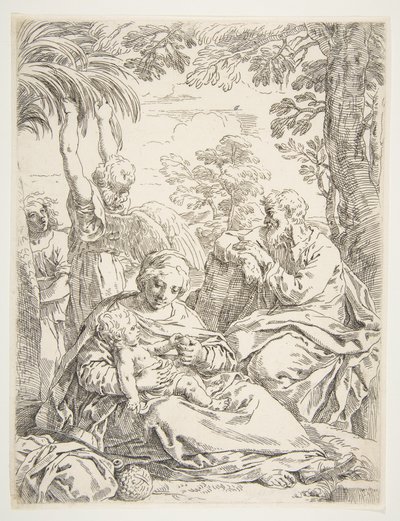 The Holy Family Resting on Their Flight into Egypt by Simone Cantarini
