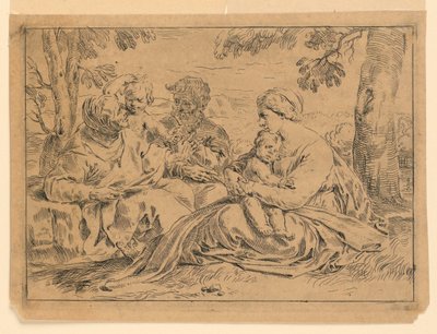 The Holy Family with Saint John and Saint Elizabeth by Simone Cantarini