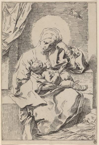 The Virgin and Child with a Bird by Simone Cantarini