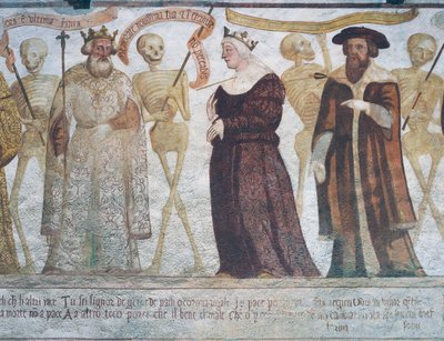 Death with the King, the Queen and the Doctor (detail) by Simone II Baschenis