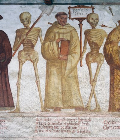 Death with the Monk and the Emperor (Detail) by Simone II Baschenis