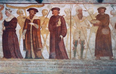 Death with the Queen, the Duke, the Doctor and the Rich Miser (detail) by Simone II Baschenis