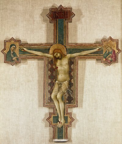 Crucifix with Virgin Mary and St John the Evangelist by Simone Martini