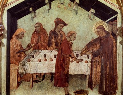 Louis Serving the Monks at the Table (detail) by Simone Martini