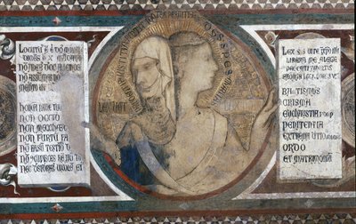 Maesta: Two-faced Figure Representing Old Law and New Law: (detail) by Simone Martini