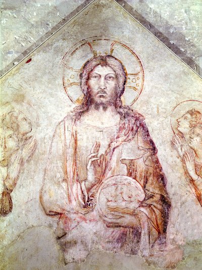 Tympanum depicting the Saviour Blessing (detail) by Simone Martini