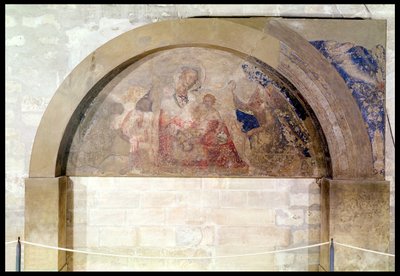 Tympanum Depicting the Virgin of Humility with the Christ Child Surrounded by Angels by Simone Martini