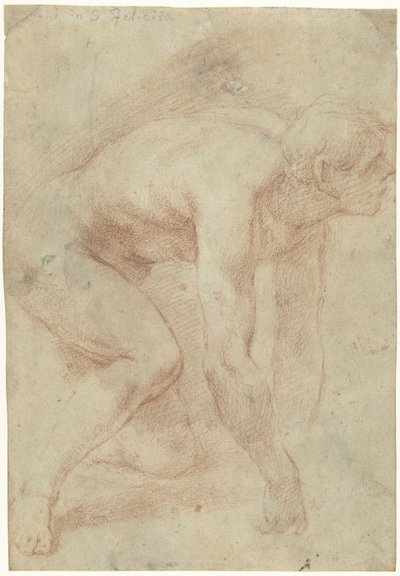 Nude Study of a Kneeling Man by Simone Pignoni