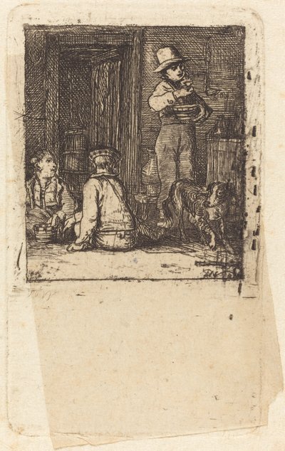 Interior with Three Boys and a Dog by Sir David Wilkie