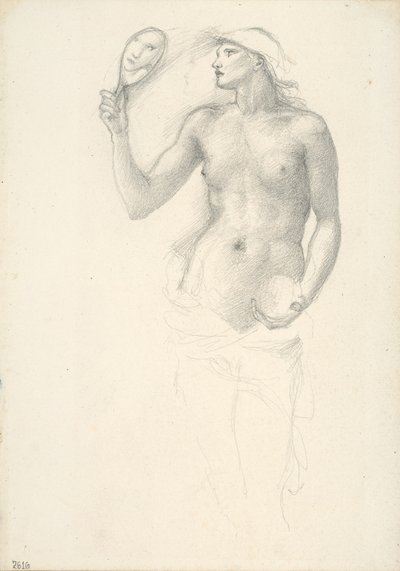 Semi-Nude Female Figure with Mirror in Right Hand by Sir Edward Burne Jones