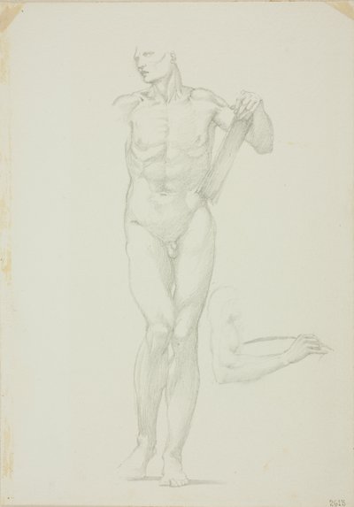 Standing Male with Tablet; separate sketch of right arm by Sir Edward Burne Jones